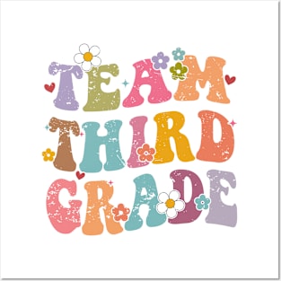 Team Third Grade Groovy Back to School Gifts Teacher Student Posters and Art